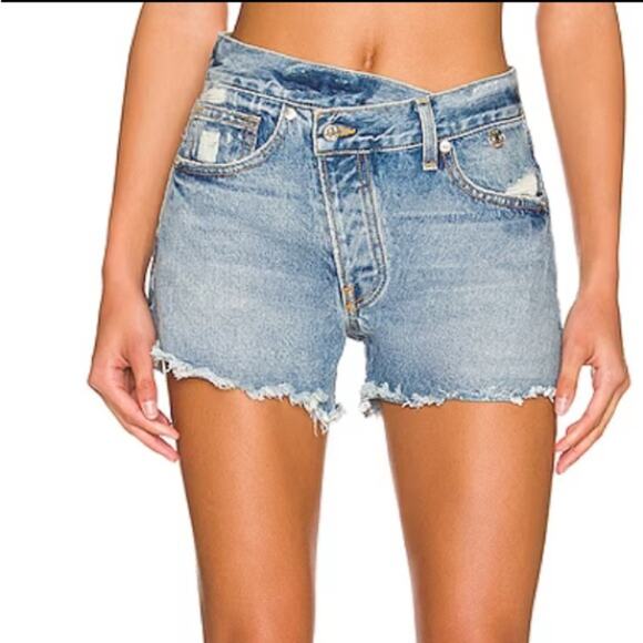 EB Denim Cross Over Jean Shorts Size 31 New Retails $195 - Picture 10 of 10